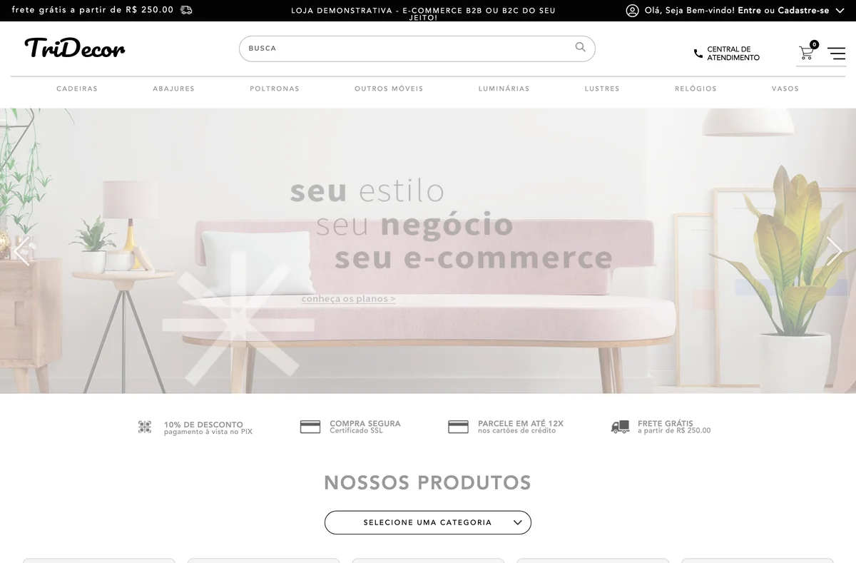 Página inicial do tema Tridecor