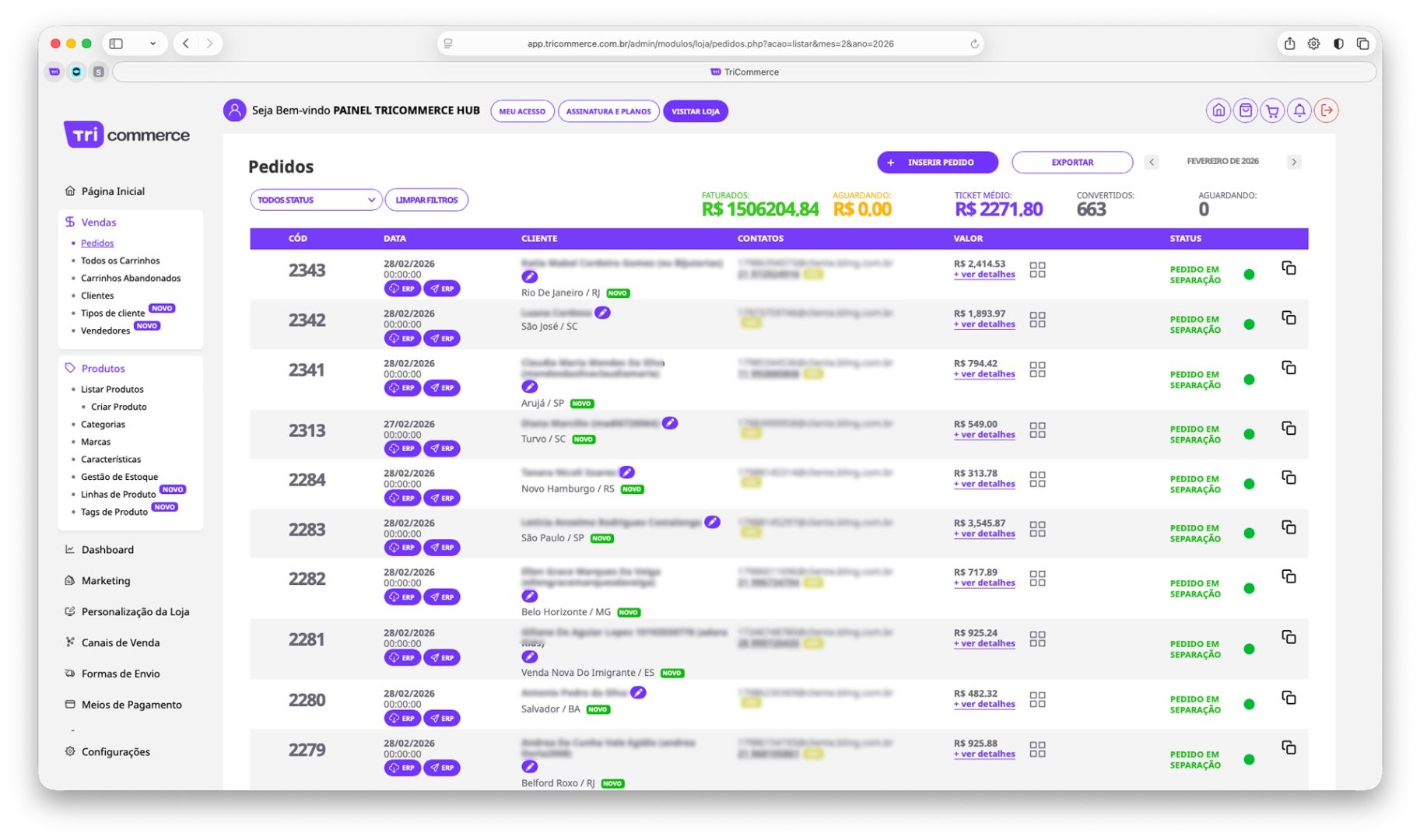 HUB de integração entre múltiplos ERPs com pedidos centralizados - ecossistema de vendas para indústrias